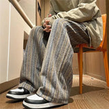 autumn striped woolen straight leg pants for men classic y2k vintage baggy trousers new casual high street fashion sweatpants urban active pants