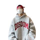 Gray Korean Style Hooded Sweatshirt Men Autumn Winter New American Trendy Brand Letter Printed Pullover Thickened Y2K Loose Top