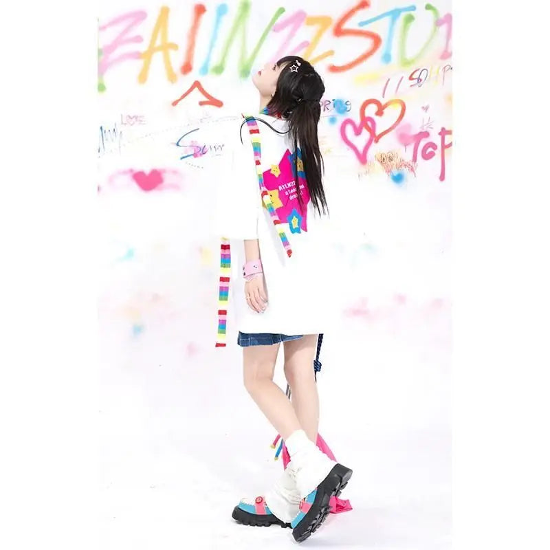 Vaporwave Oversized shirt – American Ins Design Trendy And High End Star Printed Short S