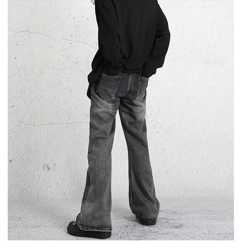 2023 dark streetwear totem embroidery vintage baggy men jeans pants feet zipper straight hip hop punk denim trousers ropa hombre unique jeans style 1770