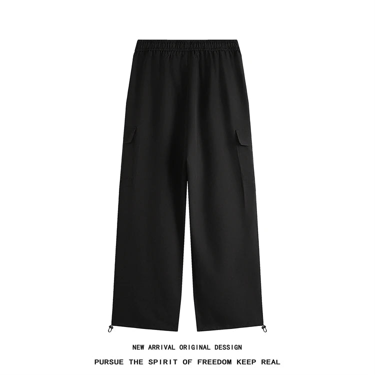 hip hop mens loose fit paratrooper pants drawstring elasticated work pants lightweight quick drying sport climbing trousers unique default style 3299