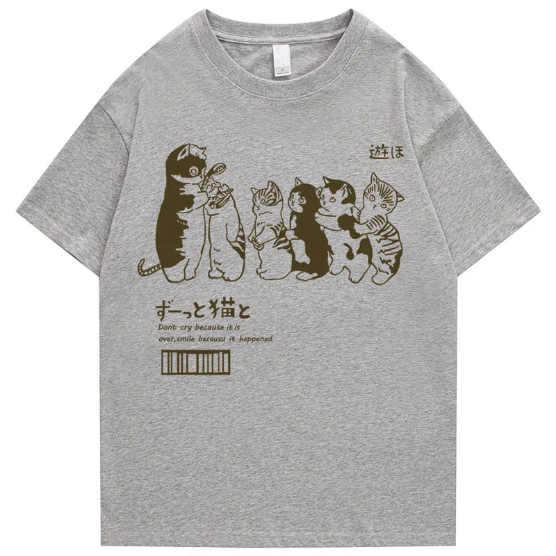 Glitchcore Design – Mens Oversized T Shirt Clothing Hip Hop Cat Shower Street Pr – Edgy Streetwear for All Genders