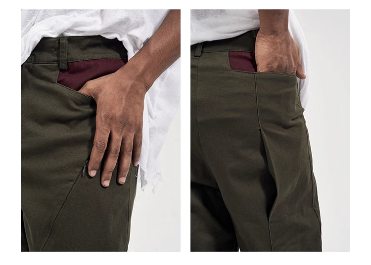 hip hop pants retro cargo straight pants mens patchwork side zipper harajuku streetwear joggers men casual loose cotton trousers unique joggers style 1914