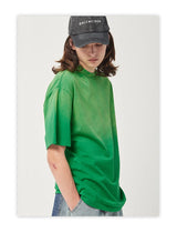 Spring Summer New Products Fried Color Wash Water Gradient Color Loose Short-sleeved Casual Basic Bottoming Round Neck