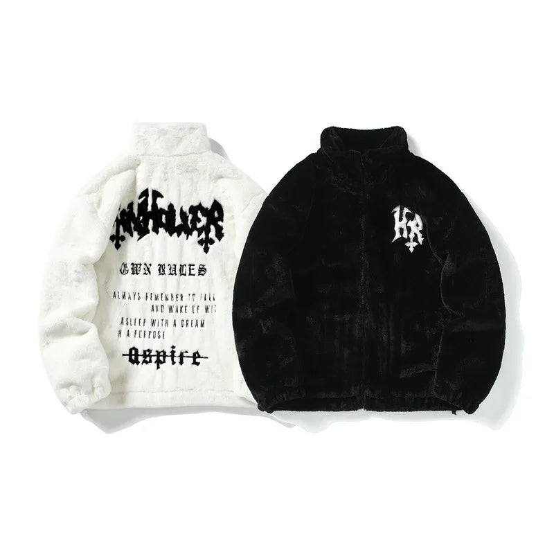 fit graphic everyday casual high unisex design wear fashion print style - image material quality hop streetwear style urban essential premium hip-hop-fleece-winter-jacket-streetwear-faux-fur-thick-warm-varsity-fuzzy-fluffy-coat-2023-harajuku-fashion-jackets-parkas oversized 11770d hip streetwear design ID a63b1