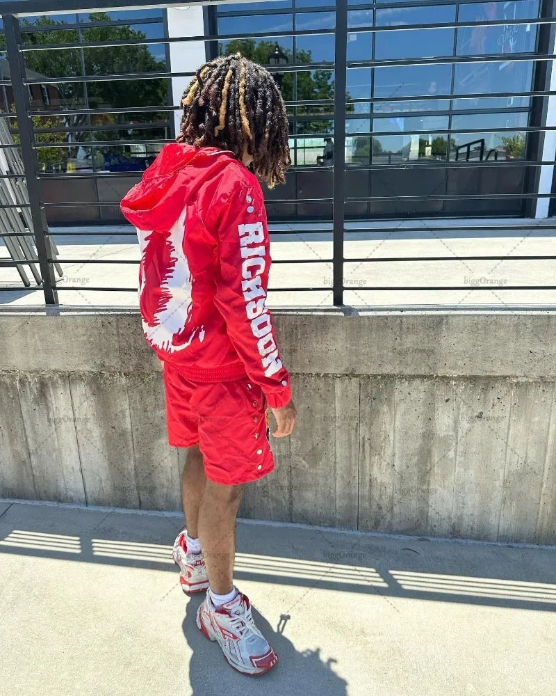 Street Casual Loose Letter Anime Print Oversized Hoodie Y2K Hip Hop Ro