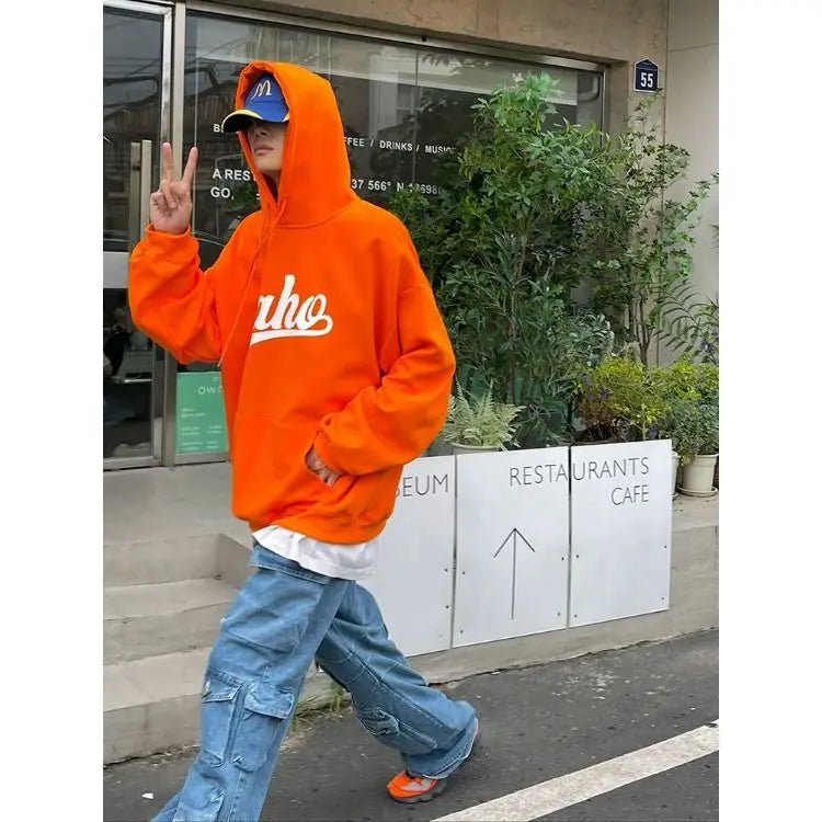 2024 New American Retro Ins Velvet Printed Hooded Sweatshirt Winter Warm Men and Women Personalized Y2K Street Hoodie Top