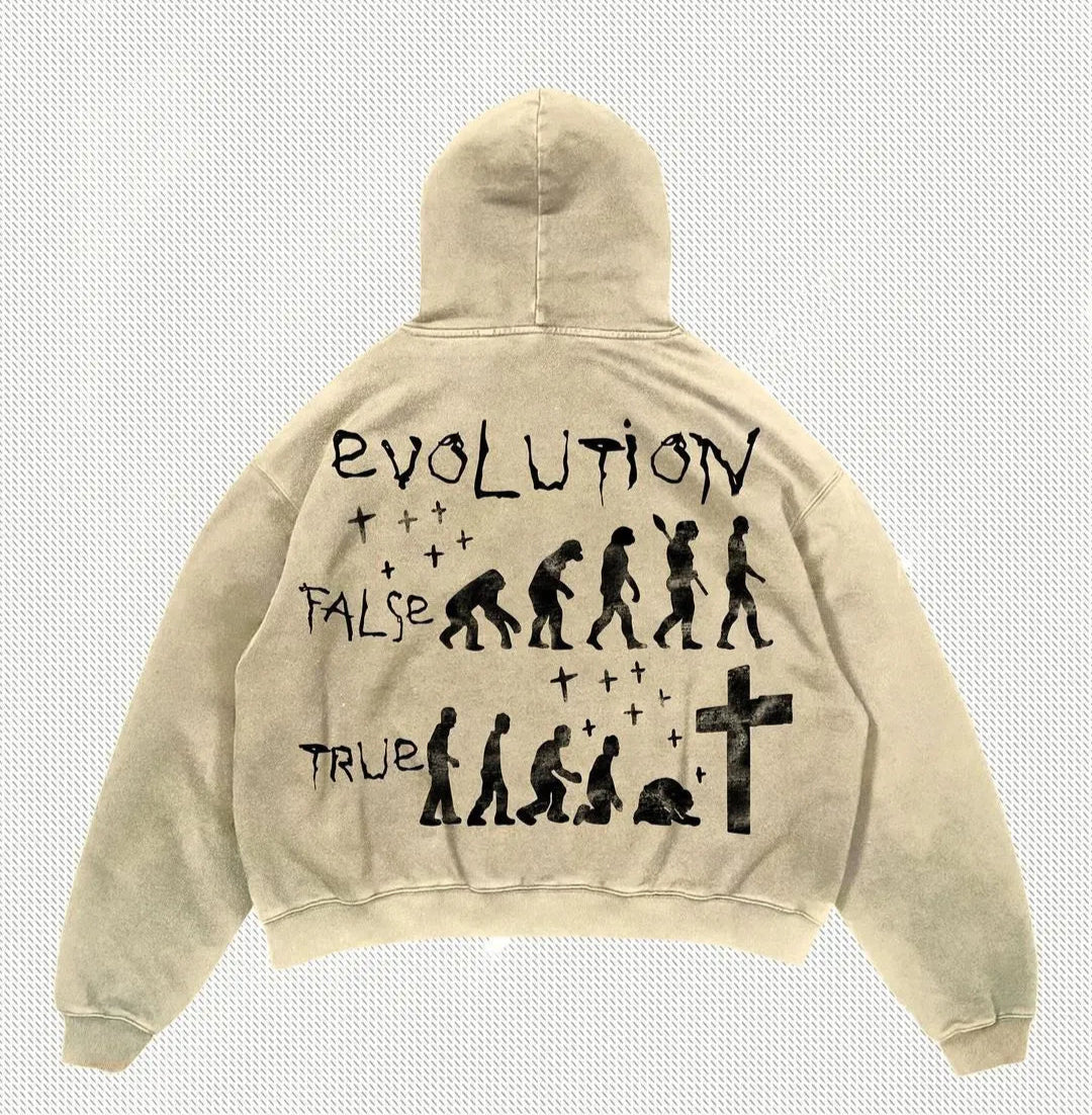 Harajuku Sweatshirt Long Sleeved Hooded Sweatshirt New Gothic Human Ev