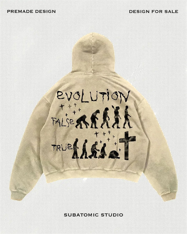 Harajuku Sweatshirt Long Sleeved Hooded Sweatshirt New Gothic Human Ev