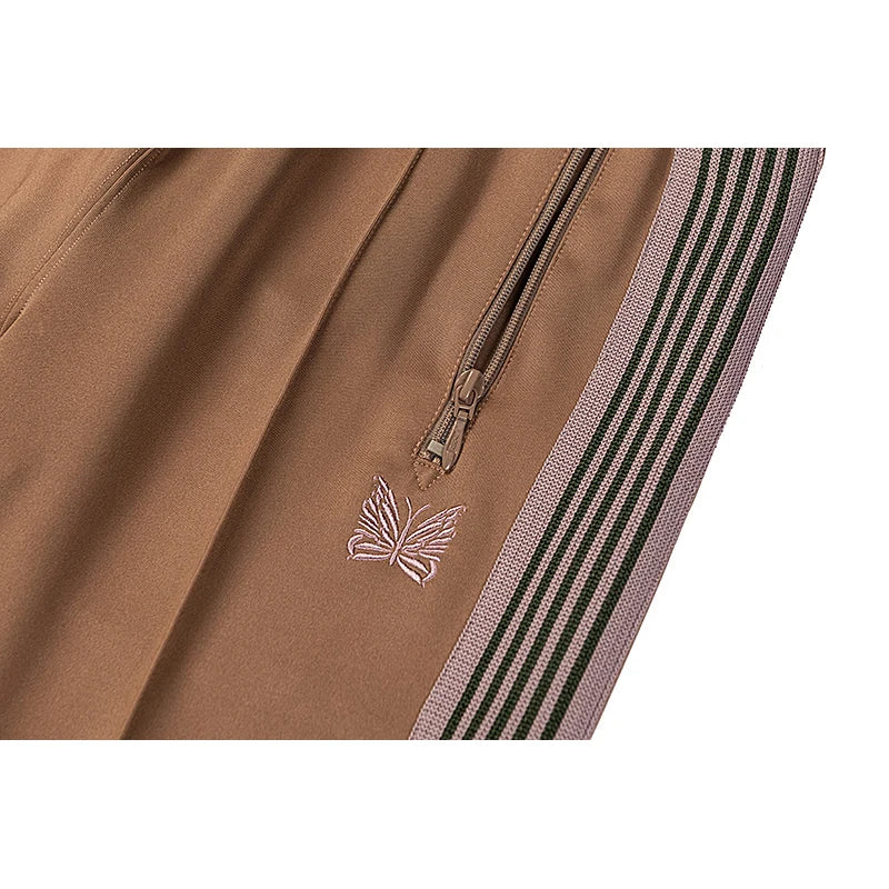 good quality brown motion casual pants men woman lovers trend side edge weaving embroidery drawstring loose trousers clean everyday pants