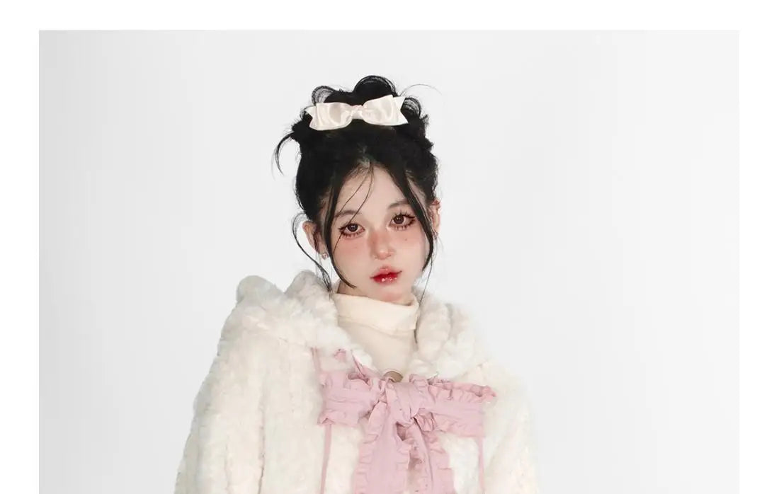 Harajuku Little Wildcat Hoodies Women Bodysuit Black Tie Bowknot Cute