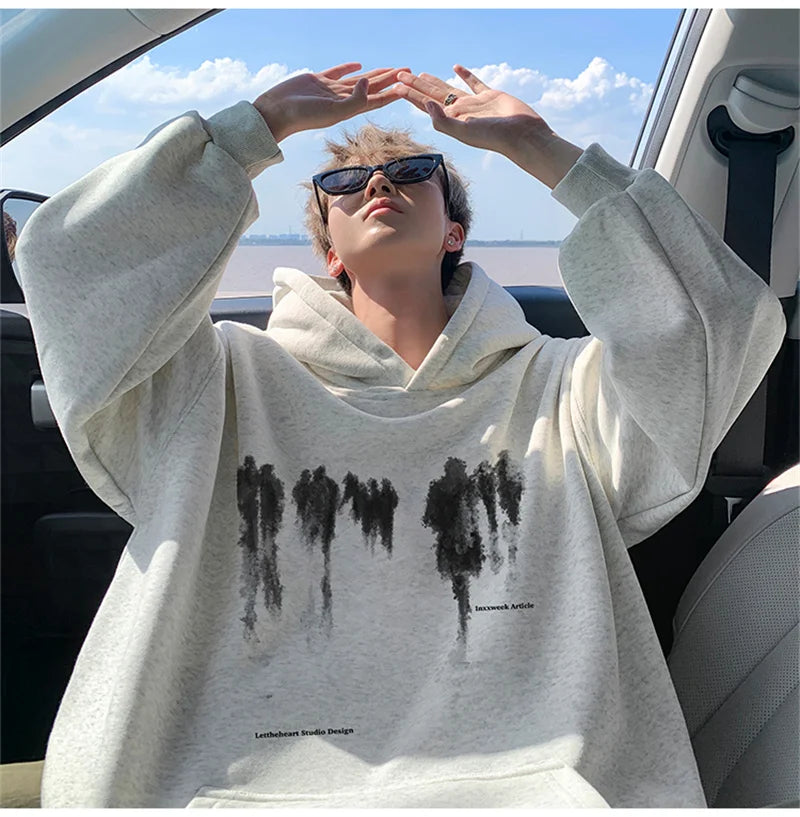 New Hip Hop Graphic Pullover Hoodies For Men High Street Design Oversi