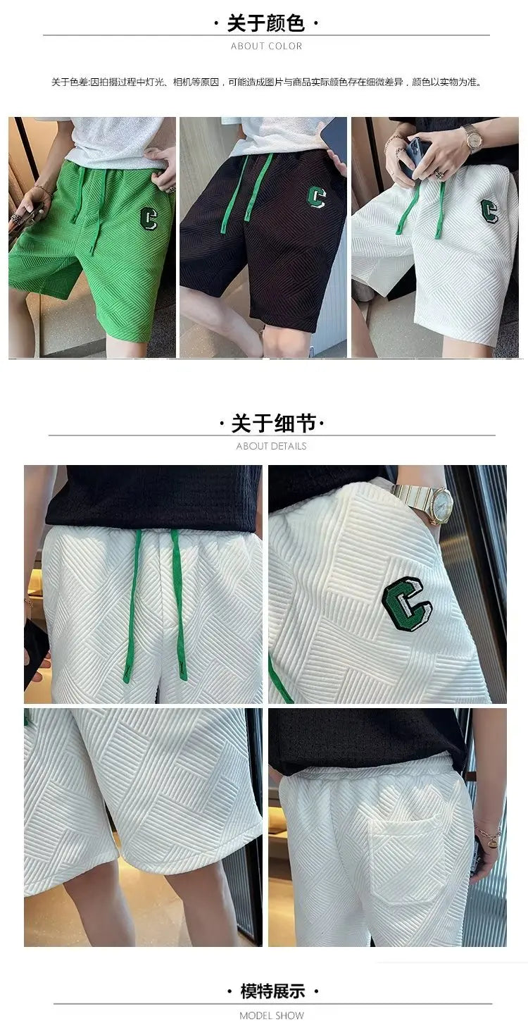 2023 Spring Men's Shorts Korean Fashion Black Shorts Harajuku High Street Men's Clothing White Gym Shorts Men Sweatpants New