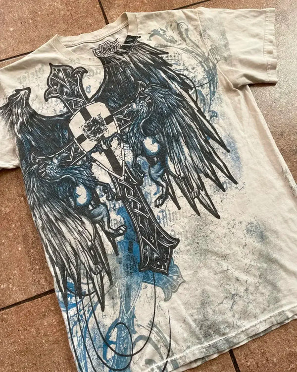 Anime Graphic tee – Harajuku Y2K Affliction T Shirt New Hip Hop Round Neck Overs
