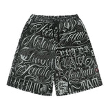 streetwear west coast full print floral over knee shorts for men summer patchwork wide leg baggy five points pants oversized unique shorts style 3612