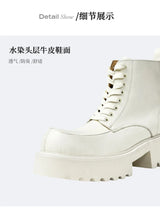 Men's Genuine Leather High Sole Platform Streetwear Fashion Casual Increase Boots Male Punk Gothic Rock Motorcycle Boots Shoes