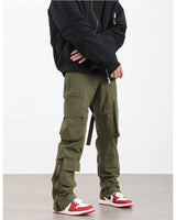 mens hip hip pants retro cargo pant streetwear side pockets bottom zipper harajuku joggers casual loose straight cotton trousers unique joggers style 3832