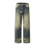 new summer street fashion set mens cotton retro letter printed t shirt halo dyed washed jeans suits male hip hop 2 pcs 2024 unique jeans style 4714