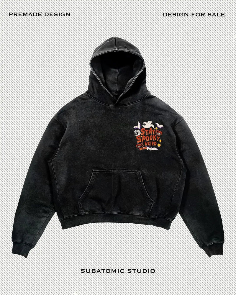 Harajuku Long Sleeved Hooded Sweatshirt New Gothic Halloween Cartoon L