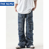 2024 multi pocket jeans vintage mens harajuku cargo denim pants retro hip hop straight loose jean pants 1 military streetwear pants