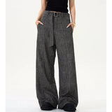 men women streetwear fashion loose casual belt wide leg suit pant boyfriend straight trousers baggy pants urban fashion pants