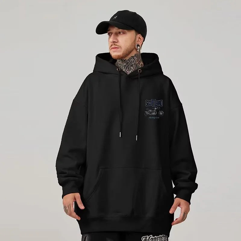 Autumn Motorcycle Mens Printed Hoodies Hip Hop Fashion Streetwear Bagg