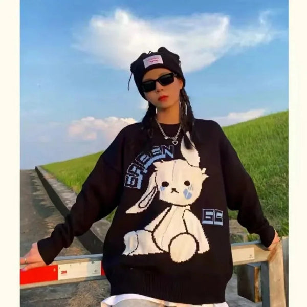 grunge oversized knit streetwear piece for layered look and winter street fits, ideal for men’s fashion and seasonal streetwe