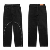 fashion denim straight pants hip hop jeans with zipper streetwear trousers new summer casual joggers men designer jeans for men unique joggers style 1146