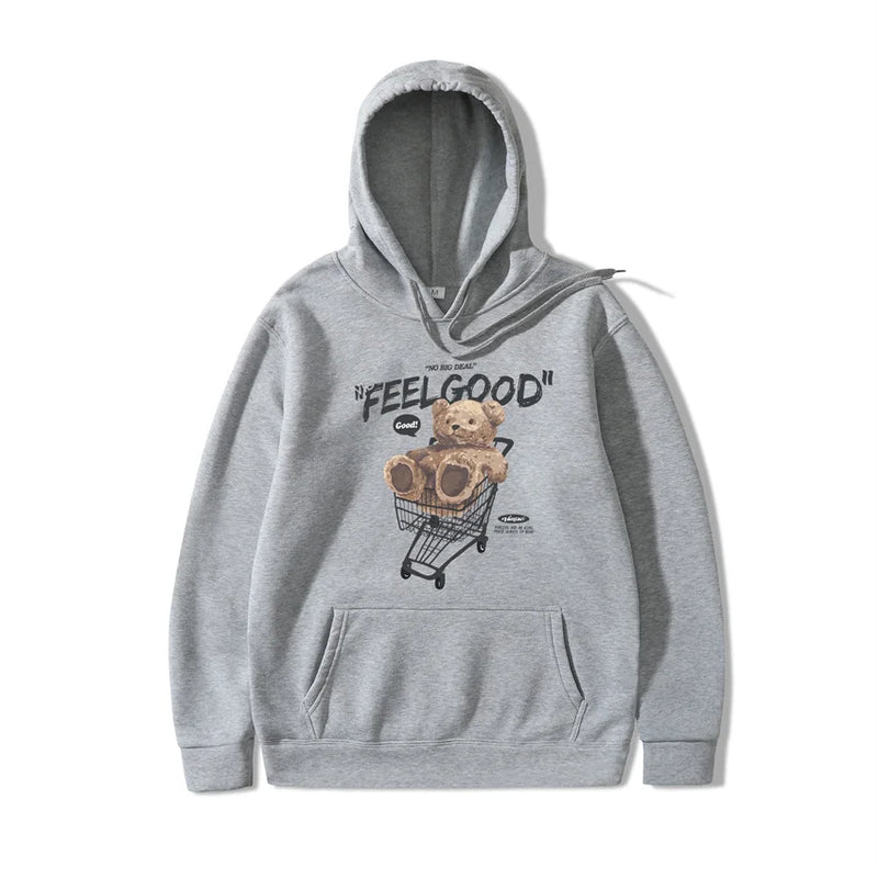 2022 Men Hip Hop Hoodie Sweatshirt Streetwear Bear Letter Shopping Car