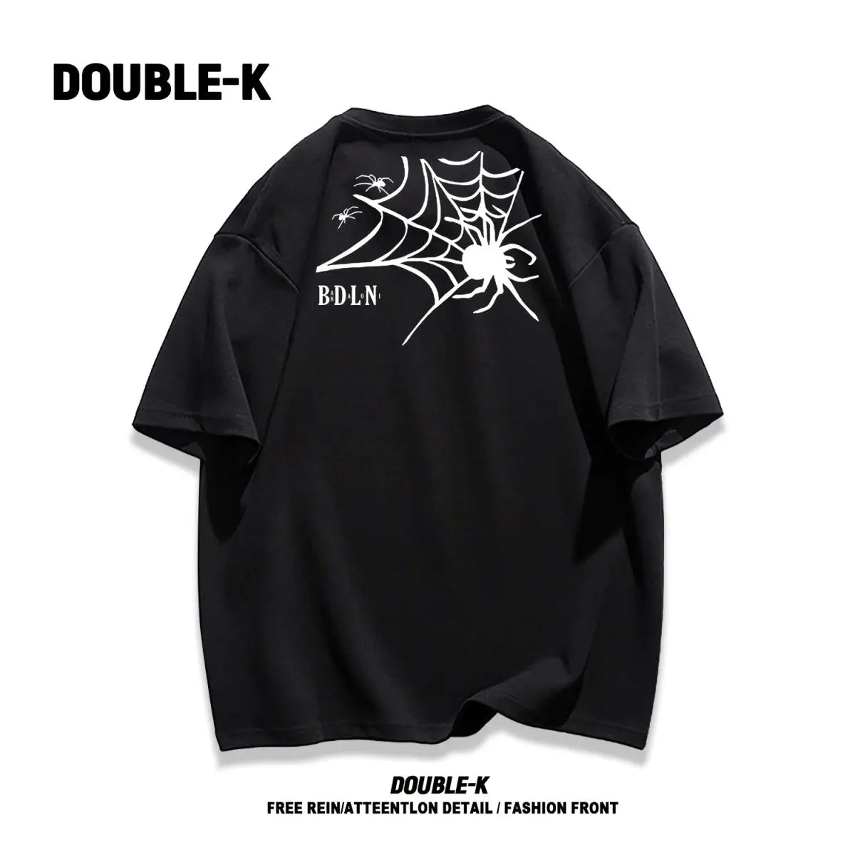 Y2k Broken heart – Trendy Street American Spider Web Print Round Neck Short Sle