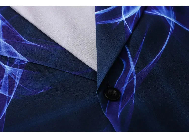 Dark Icon Blue Flame Polo Shirt Men Summer Light Weight Material Hawaiian Shirts Streetwear Men's Shirt