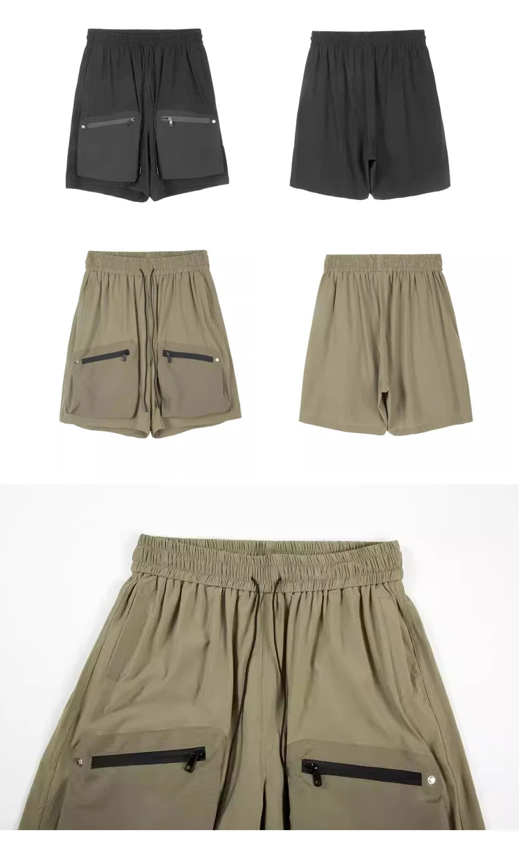Ins Summer Outdoor Functional Casual Cargo Shorts Oversized Retro Casual Zipper Pockets Men and Women's Knee-length Sweatpants