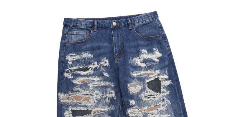 retro washed 3d printed fake distressed jeans hip hop denim pants streetwear jean pants mens harajuku cotton trousers joggers unique joggers style 3887