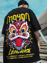 Glitchcore Angelcore design – Lion Dance Funny Graphic Men T Shirts Printed 2025 Summer Hi