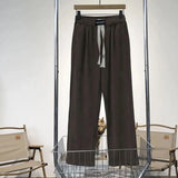 2024 spring and summer mens trousers loose casual fashionable trendy street solid color comfortable drawstring straight pants urban fashion pants