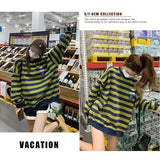 Original Korean New Style Loose Striped Sweatshirt American Harajuku C