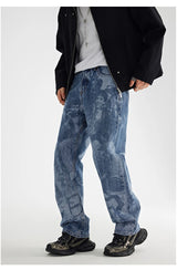 designer human printed denim jeans mens new casual zipper straight hip hop jeans streetwear baggy pants joggers graphic jeans unique joggers style 674