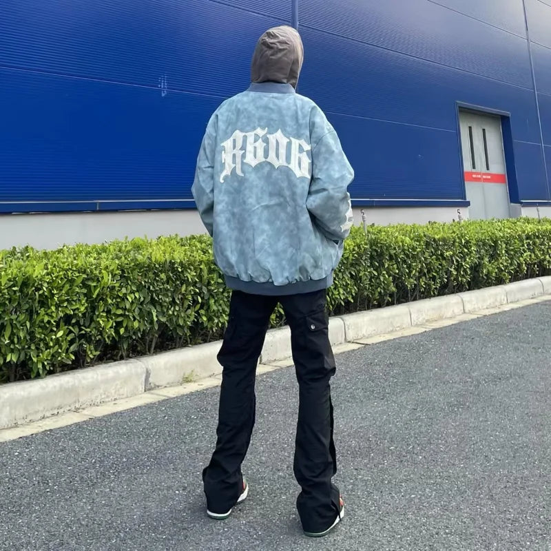 grunge street bomber, modern fit for men, oversized fit