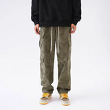 army green hip hop cargo pants for men camouflage loose american street overalls multi pocket drawstring straight trousers unique cargo style 3259