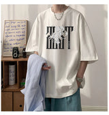 Y2k Crying character – 2024 New American Letter Print Short Sleeve Tee Shirt Mens