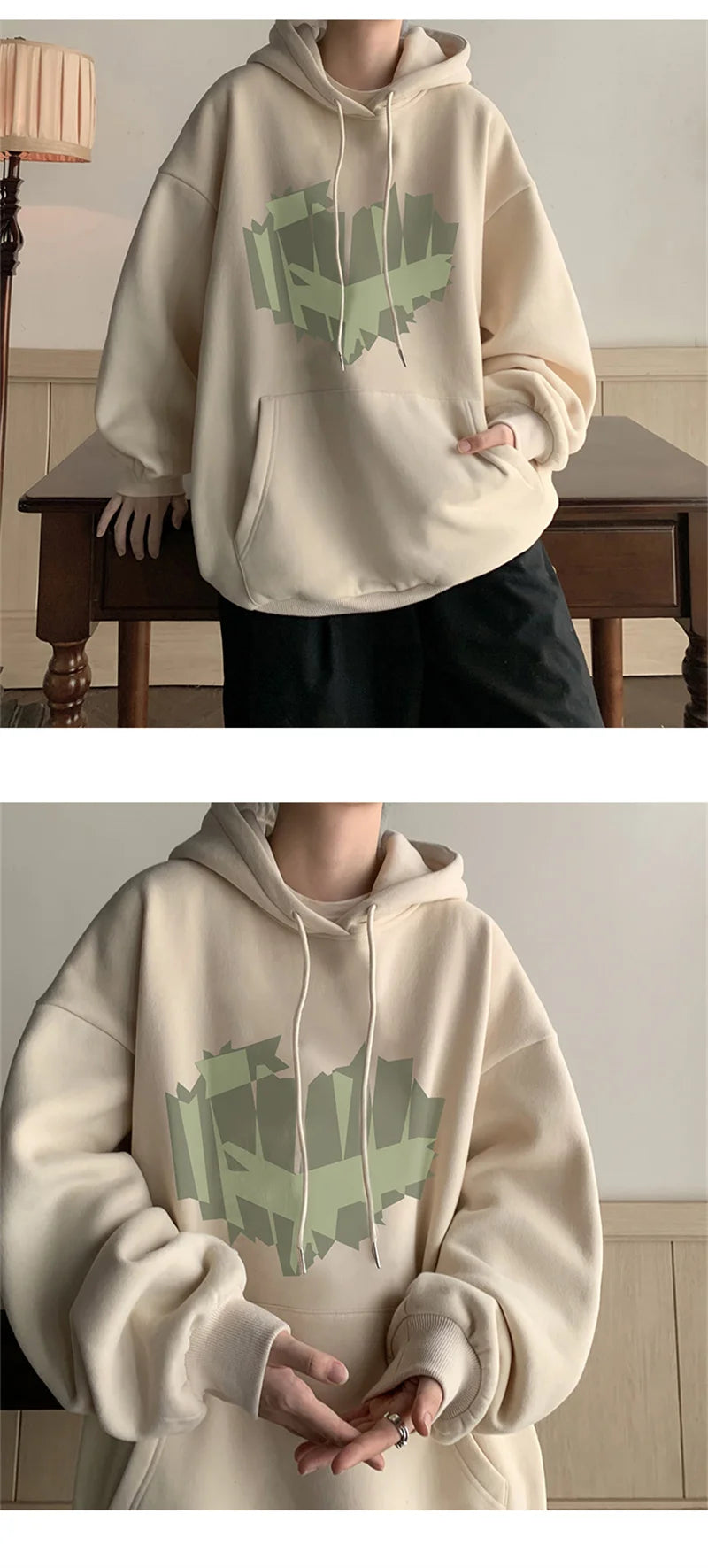 Autumn New Love Graphic Print Hoody Sweatshirts Man Hip Hop Oversized