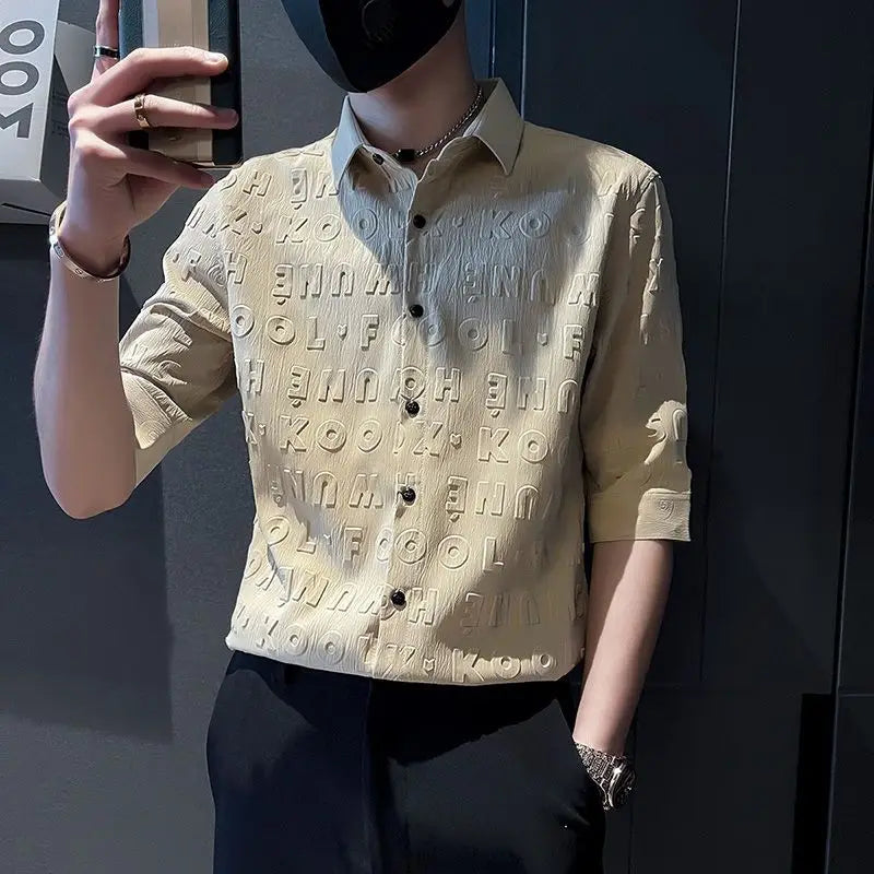 2023 Summer New Fashion Shirt Men's Short Sleeve Cardigan Casual Shirt Thin Section Men's Korean Short Sleeve Clothes