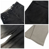 retro patchwork gradient slim flared jeans floor mop wide jean pants street wear new fashionable hip hop washed vintage mens unique jeans style 2784