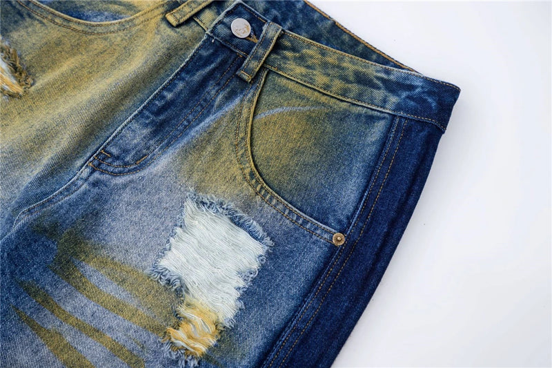 2024 hip hop ripped jeans y2k american style destroyed hole baggy denim pants wash vintage retro jean hipster unique jeans style 5479