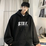 New In Letter Stay Print Sweatshirts Men Casual Vintage Fleece Pullover