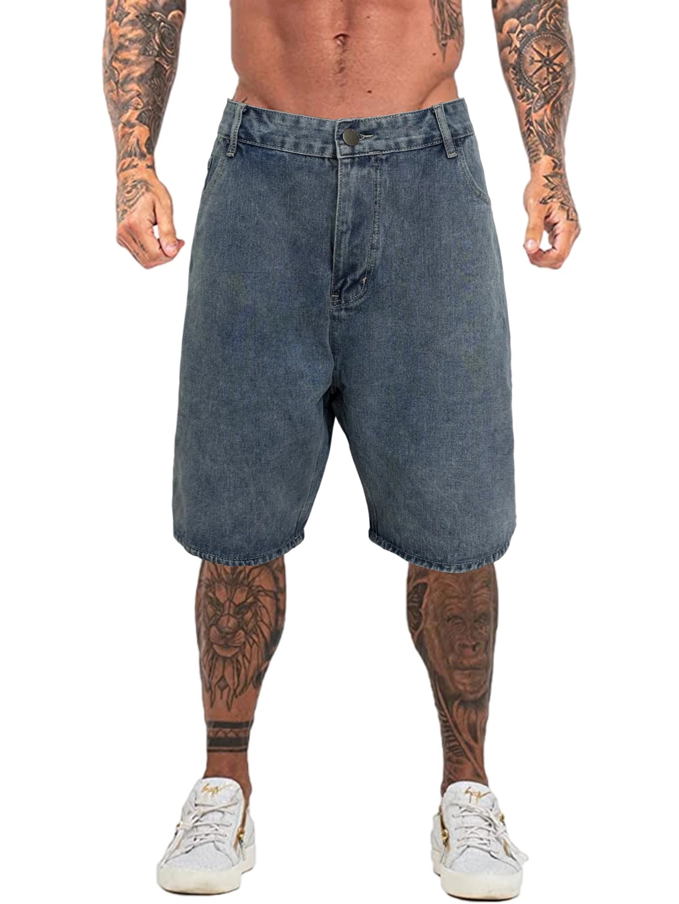 mens plus size denim jeans shorts casual high street straight jeans hip hop streetwear basic short joggers pants men clothing unique joggers style 4090