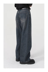 men baggy jeans korean fashion loose straight denim pants male blue casual jeans trousers unique jeans style 4395