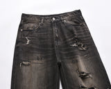 streetwear frayed hole distreesed ripped baggy jeans for men and women pantalones hombre y2k casual denim trousers oversized unique jeans style 5917