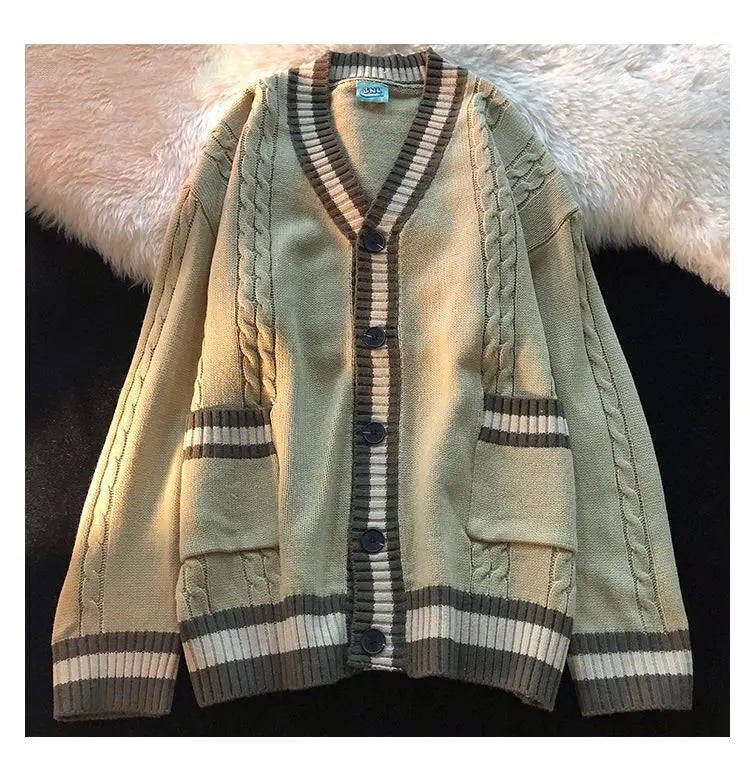 varsity graphic knit, unisex street look, trendy streetwear apparel for men and women