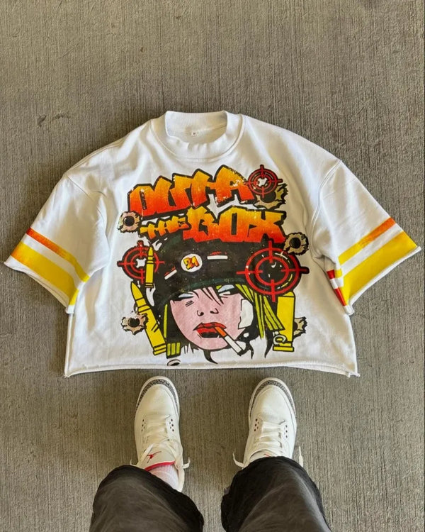 Cyberpunk Vintage t-shirt – Harajuku Trendy High Street Clothing Fashion Anime Letter Pr